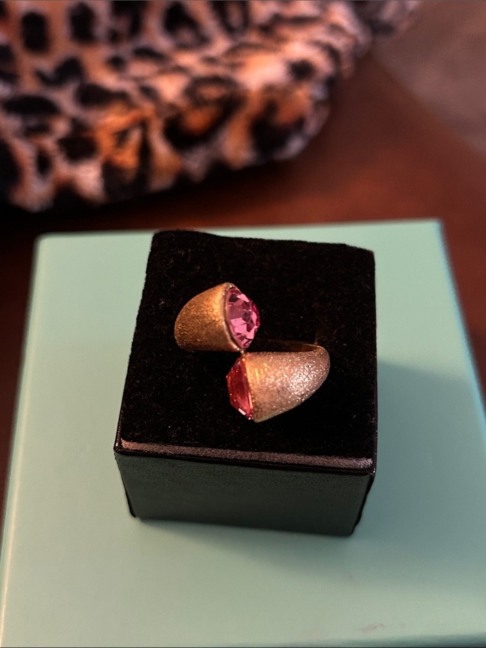 Rivka Friedman Gold-Tone Open Ring with Pink Crystals